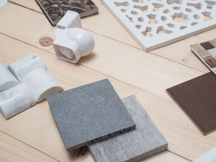 High-quality bathroom vanity material samples including integrated solid surface basins for homes and hotels in Al Barsha.